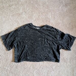 Double Zero Charcoal Acid Wash Cropped Tee